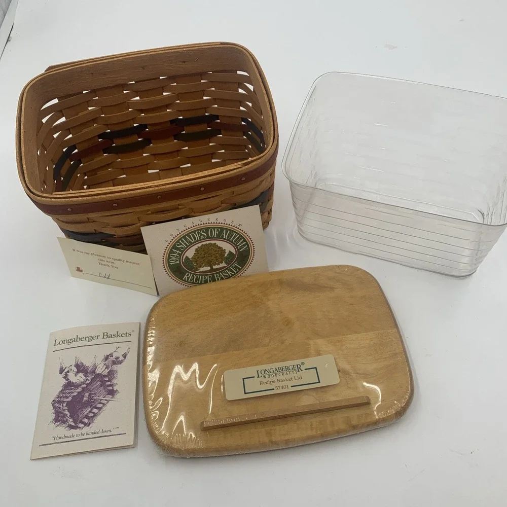 Vintage Longaberger 1994 Recipe Card Basket with Lid Shades of Autumn Collection - Picture 4 of 9